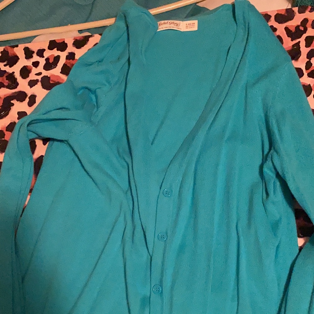 Teal long sleeve cardigan